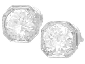 Platinum Diamond Stud Earrings Front