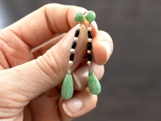jade and onyx drop earrings