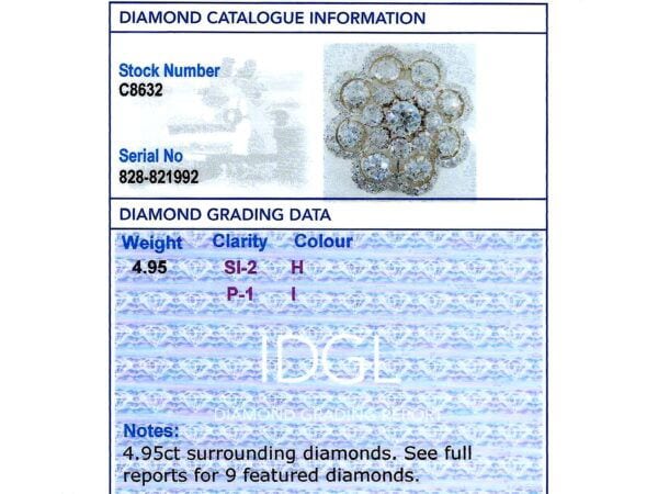 Victorian diamond brooch grading report card