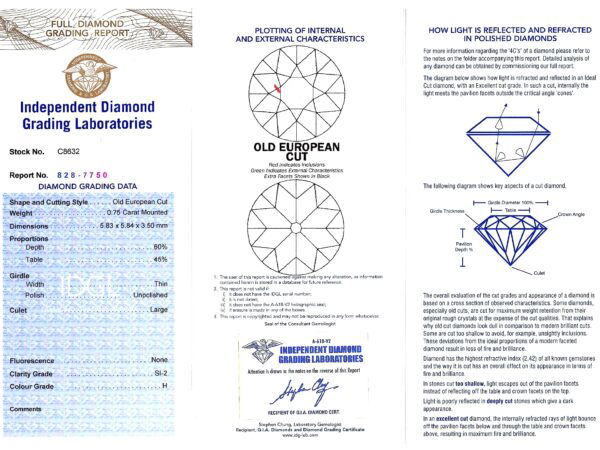 Victorian diamond brooch certificate