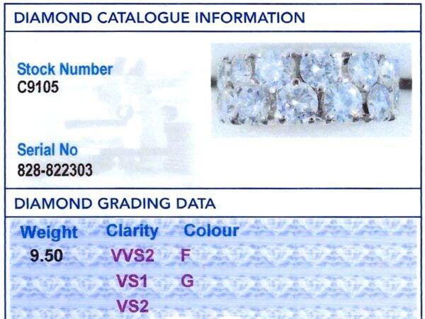 double band diamond ring grading card