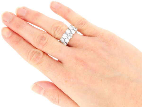 double band diamond ring on hand