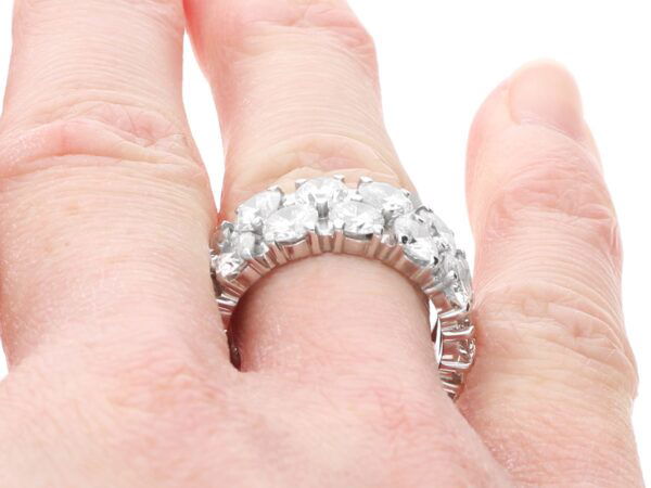 double band diamond ring on finger