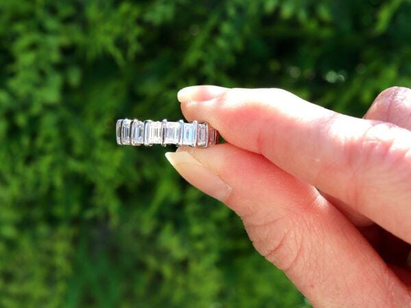 emerald cut diamond eternity ring outside
