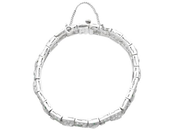 art deco 1920s emerald diamond bracelet in platinum