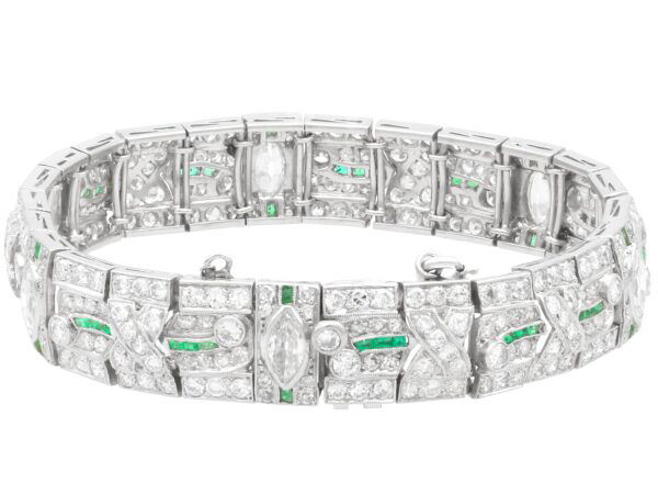 platinum 1920s emerald diamond bracelet