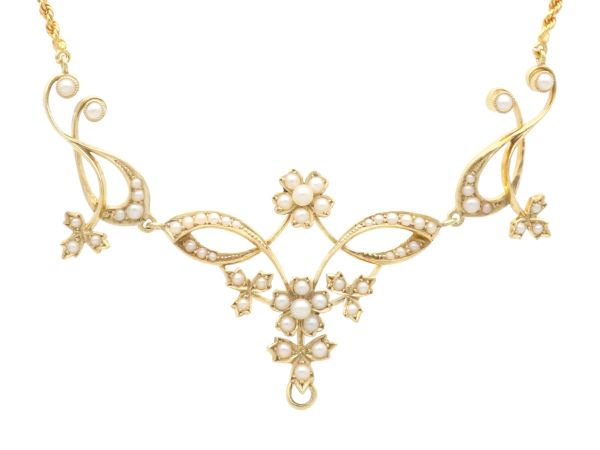 Victorian 15k Gold Pearl Necklace