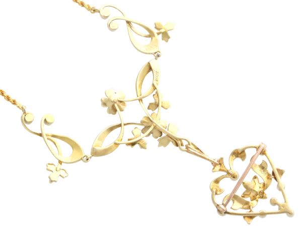 Victorian Gold Pearl Brooch Pendant reverse