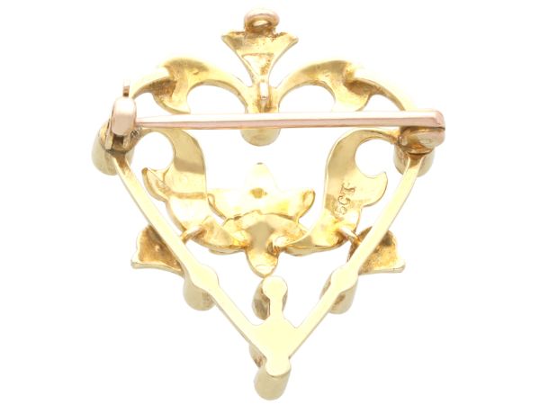 back of Victorian Gold Pearl Brooch