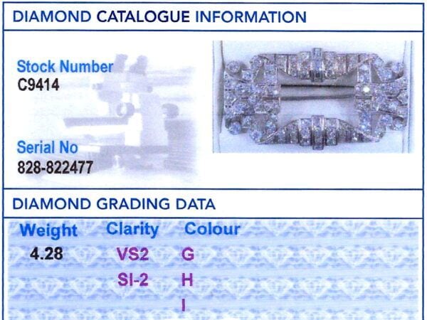 grading card antique art deco diamond brooch