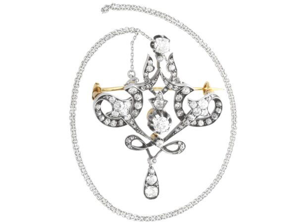 Edwardian diamond pendant with chain