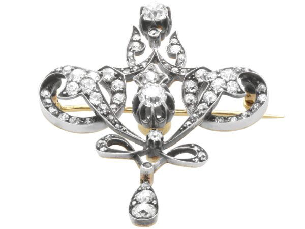 Edwardian diamond pendant with silver setting