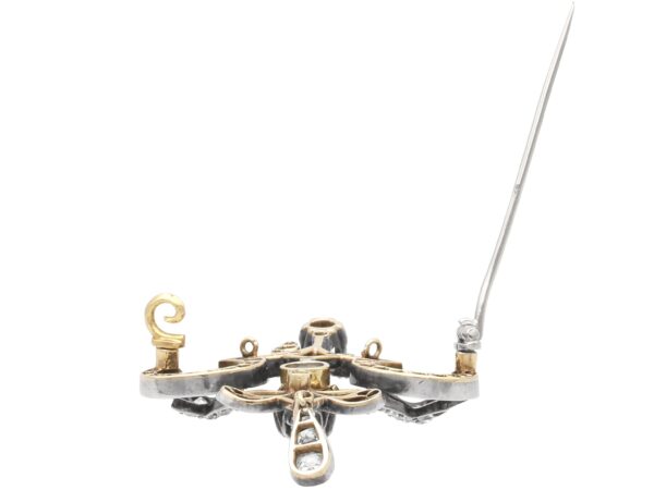 Edwardian diamond brooch with pin open