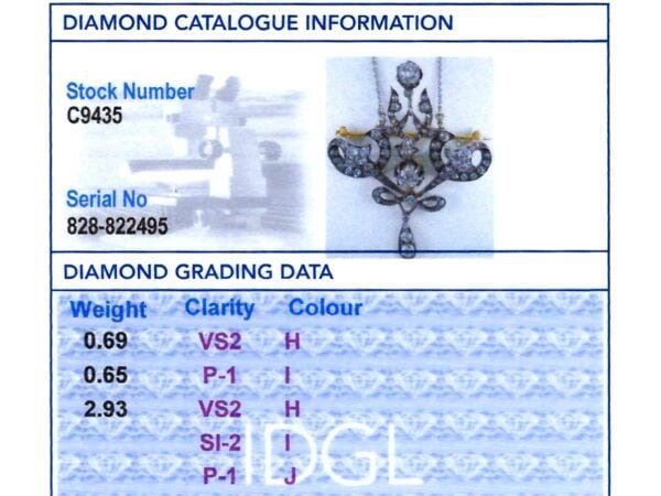 Edwardian diamond pendant brooch in gold greading card