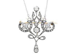 Edwardian diamond pendant brooch in gold
