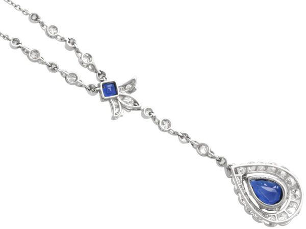 pear sapphire and diamond pendant underside
