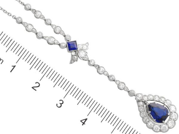 platinum sapphire and diamond drop pendant size