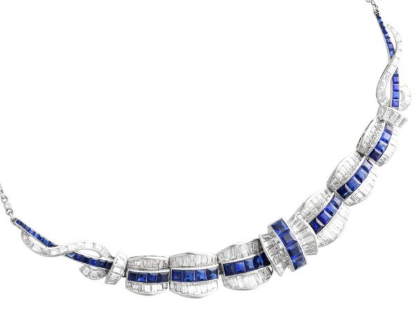 art deco blue sapphire necklace
