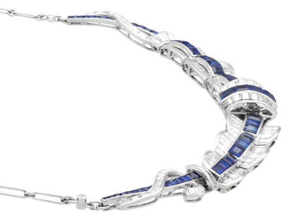 art deco sapphire necklace with diamonds