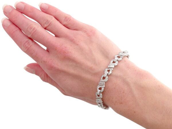 6 carat Diamond Bracelet in platinum on hand