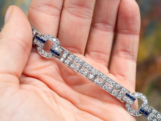 Antique Diamond and Sapphire Bracelet in Platinum