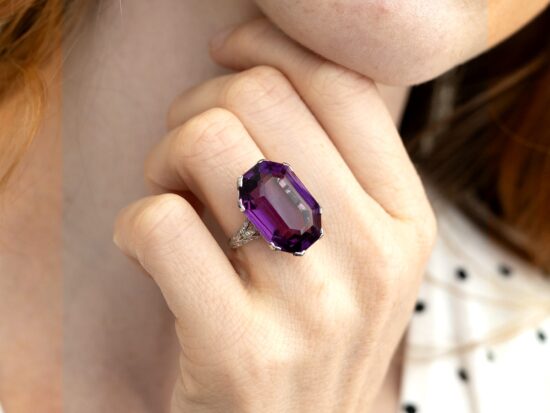 Antique Amethyst and Diamond Ring