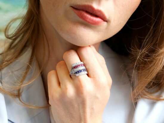 Antique Gemstone Ring Being Worn