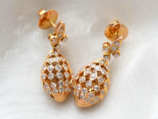 Vintage Teardrop Diamond Drop Earrings