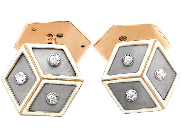 Antique Diamond and Rose Gold Cufflinks