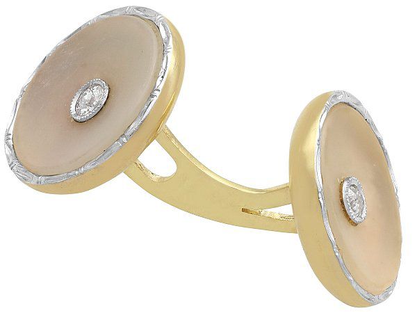 Crystal and Diamond Stud Cufflinks in Gold