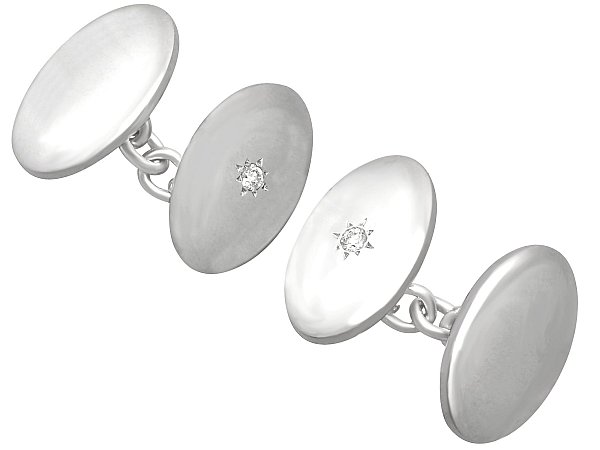 Contemporary Diamond and White Gold Cufflinks