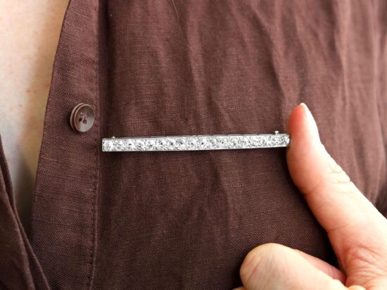 wearing Old Cut Diamond Line Brooch