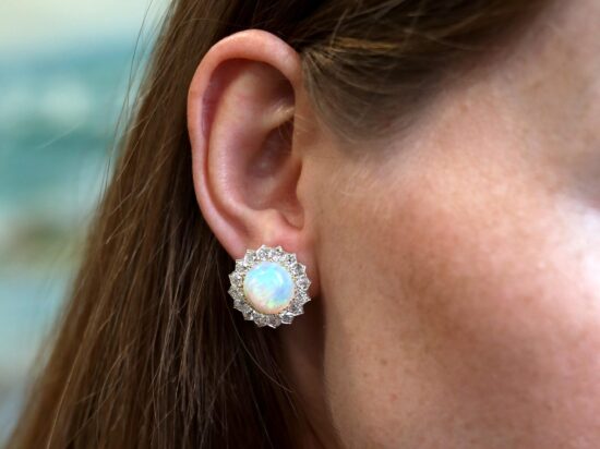Opal Earrings In Ears