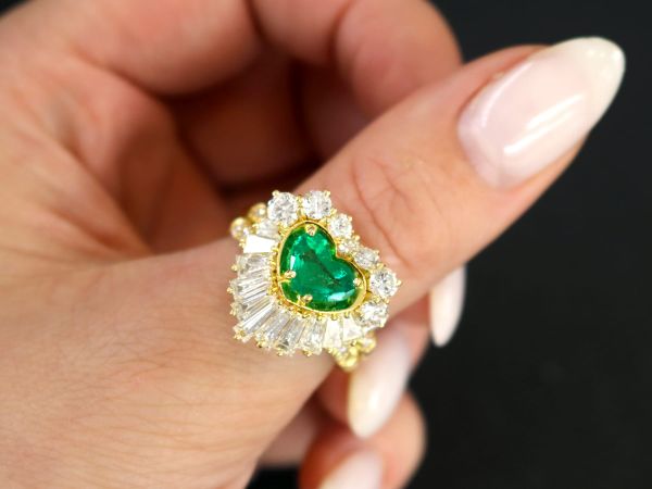 Wearing Emerald Heart Ring