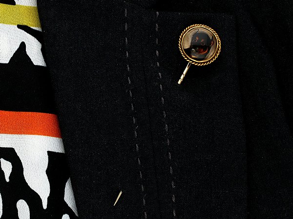 Wearing Essex Crystal Dog Brooch