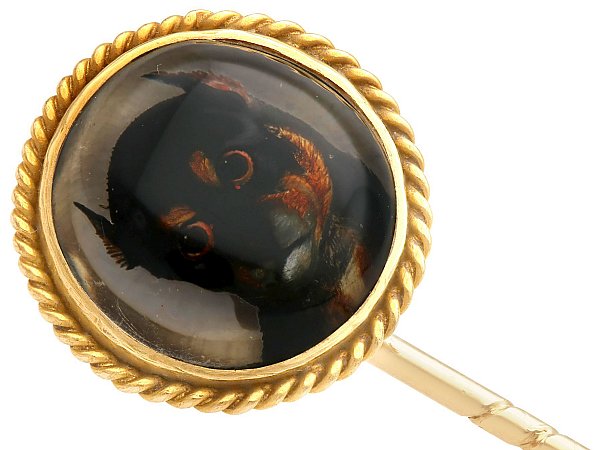 Antique Yellow Gold Dog Pin Brooch