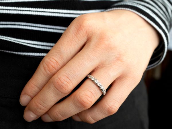 Diamond and 18ct White Gold Full Eternity Ring On Hand
