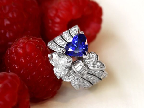 Vintage Sapphire and Diamond, 18ct White Gold Cocktail Ring