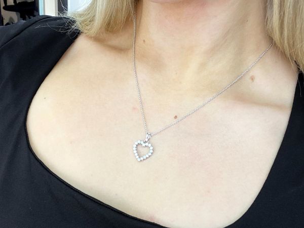 Vintage Diamond and White Gold Heart Pendant