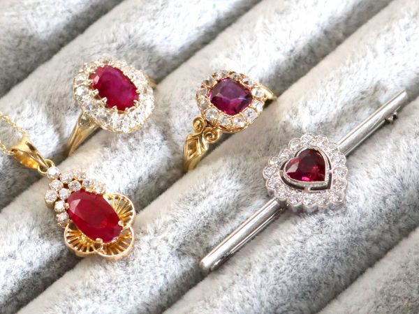 Ruby and Diamond Brooches and Rings