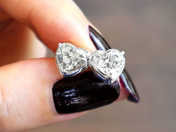 Heart Diamond Stud Earrings