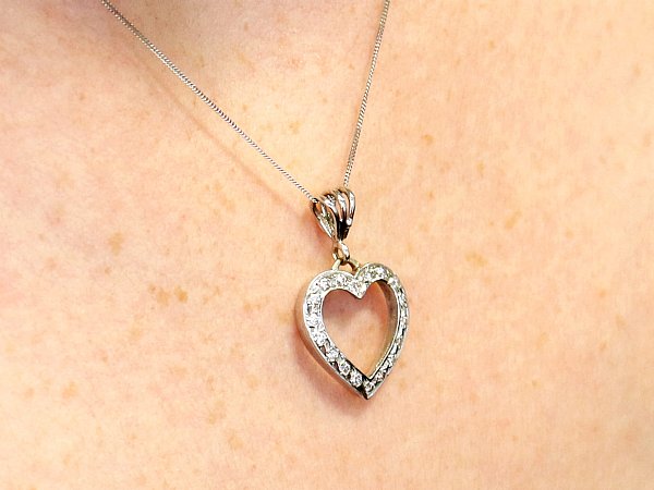 Vintage Italian Diamond Heart Pendant
