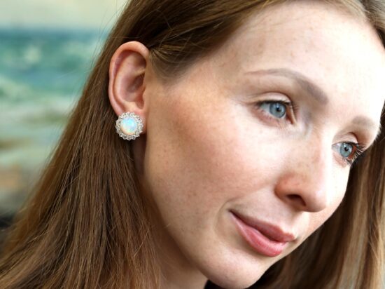 Victorian Opal Earrings in Ear