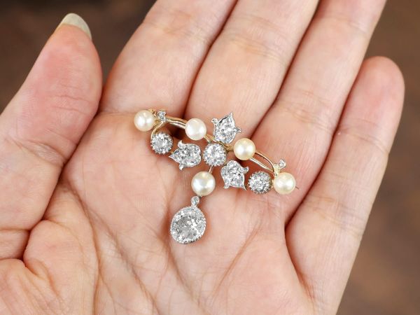 Bridesmaid Pearl and Diamond Brooch