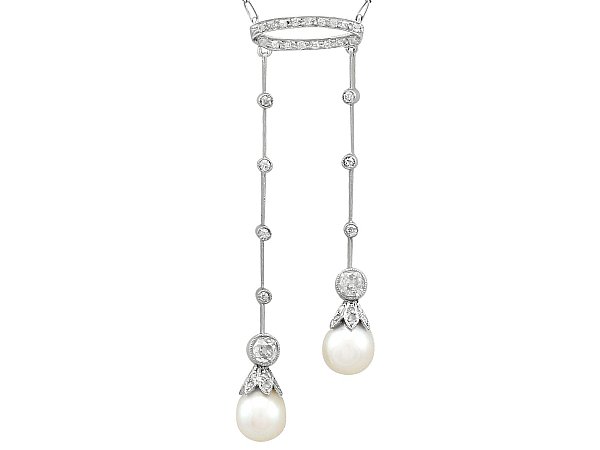 Diamond Pearl and Platinum Necklace 
