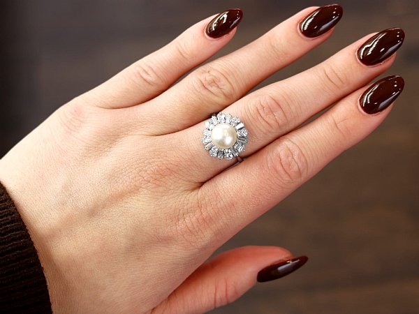 Wearing Art Deco Pearl Ring On Hand