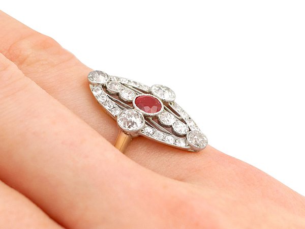 Marquise Cut Ruby Ring On Hand 