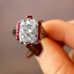 art deco and diamond ruby ring in platinum