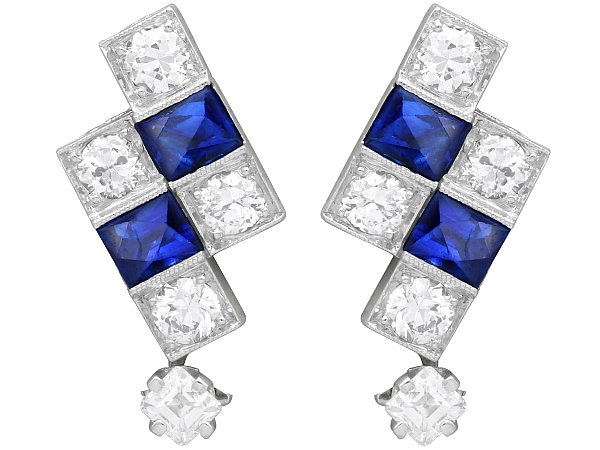 sapphire art deco earrings