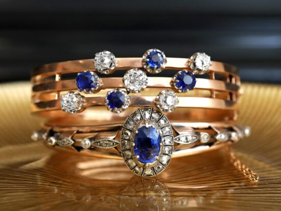 Sapphire and Rose Gold Bangles